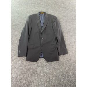 Hickey Freeman Suit Jacket 44 L Black Solid Premium Classic Italy Luxury Union